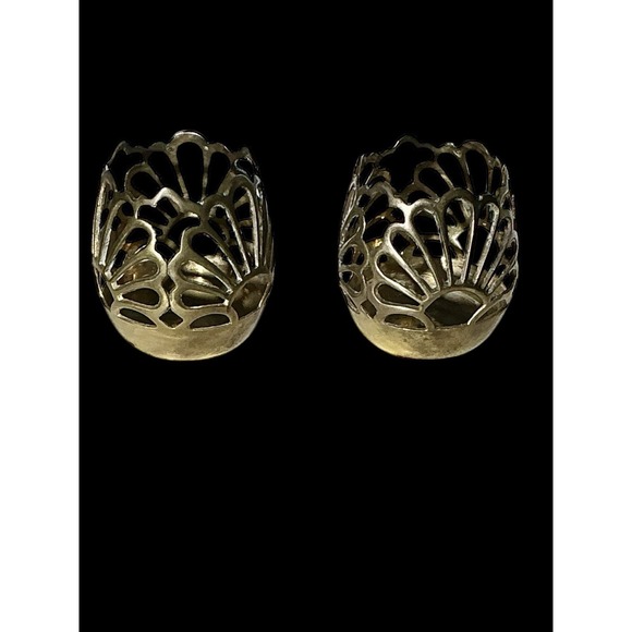 Pier 1 Imports Other - 2 Pier 1 Imports Brass Candle Tea Light Votive Holder Set Reticulated Vintage